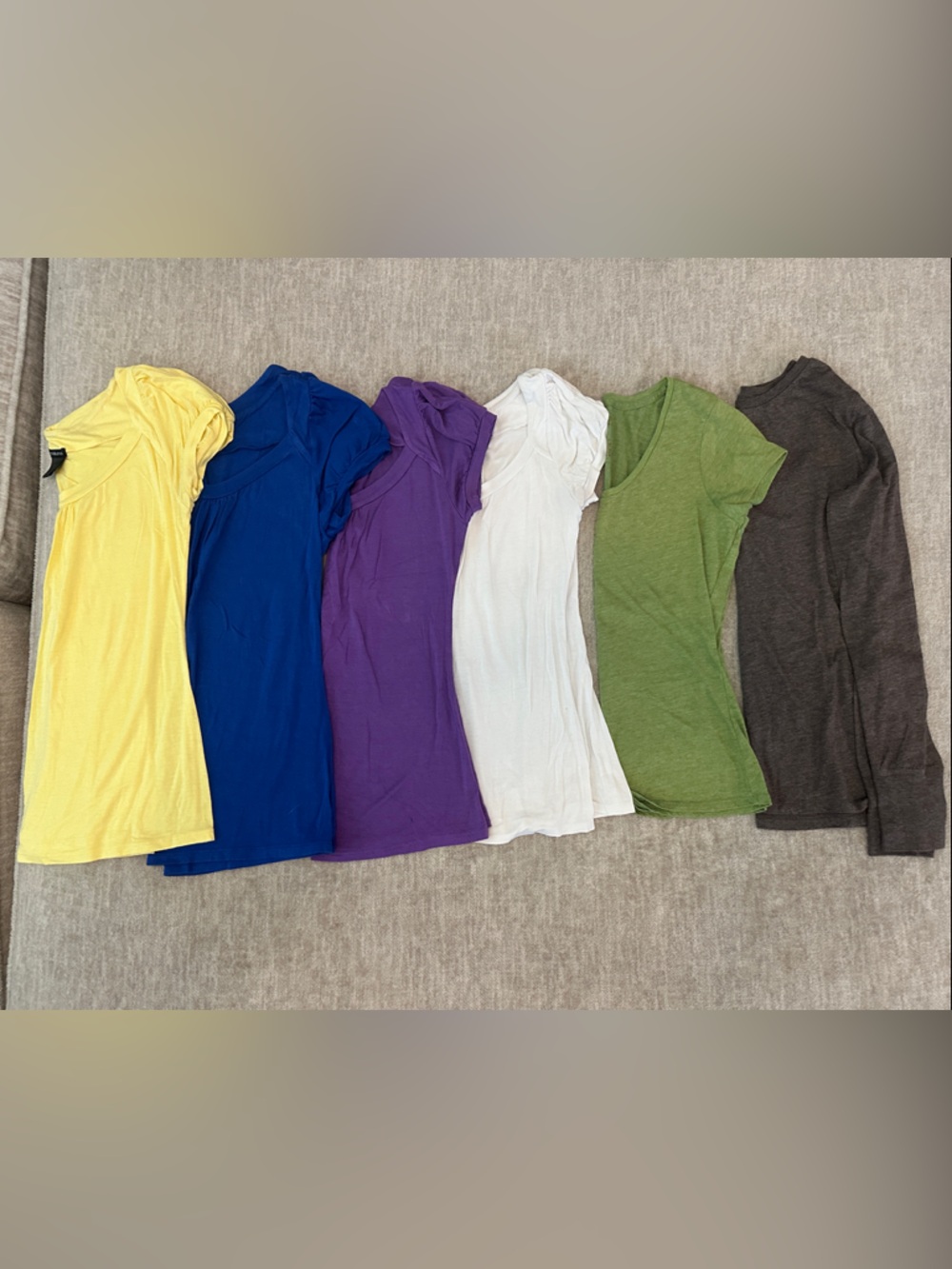 Maurices Short Sleeve Tees - Yellow, Royal Blue, Purple, White, Green. Brown